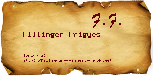 Fillinger Frigyes névjegykártya